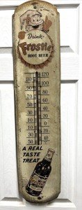 Vintage Frostie Soda Thermometer Sign - 36" Metal