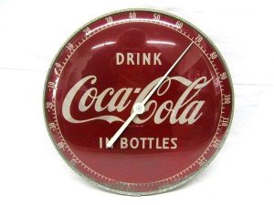 Coca-Cola Round Glass Wall Thermometer - Vintage