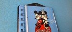 Vintage Coca-Cola Porcelain Thermometer with Mickey