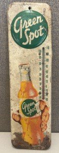 1940s Green Spot Orange Soda Thermometer Sign