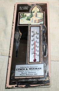 Lynch & Hickman Antique Thermometer Sign - Bayard, DE