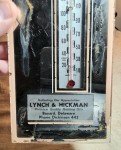 Lynch & Hickman Antique Thermometer Sign - Bayard, DE