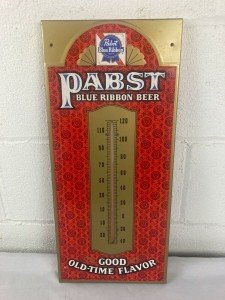 Pabst Blue Ribbon Vintage Metal Thermometer Sign