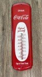 Coca-Cola Vintage Red Metal Thermometer Sign