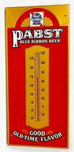 Pabst Blue Ribbon Vintage Beer Thermometer 9.5" x 20.5