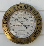 Antique J.D. Dewell Brass Grocery Thermometer Sign