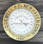 Antique J.D. Dewell Brass Grocery Thermometer Sign
