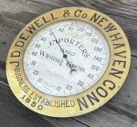 Antique J.D. Dewell Brass Grocery Thermometer Sign