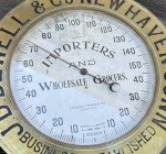 Antique J.D. Dewell Brass Grocery Thermometer Sign