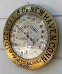 Antique J.D. Dewell Brass Grocery Thermometer Sign
