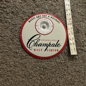 Champale Malt Liquor Beer Tin Thermometer - Vintage