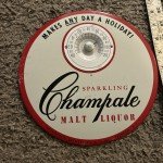Champale Malt Liquor Beer Tin Thermometer - Vintage