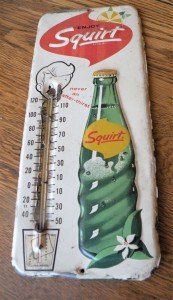 Vintage Squirt Soda Advertising Thermometer Sign