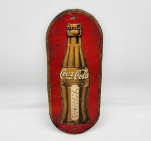 Coca Cola Vintage Metal Embossed Thermometer Sign