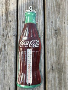 Coca-Cola Vintage Metal Thermometer Bottle Sign 17"x5