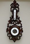 Antique Wood Carved Black Forest Thermometer Barometer