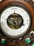 Antique Wood Carved Black Forest Thermometer Barometer