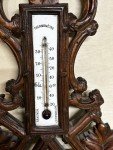 Antique Wood Carved Black Forest Thermometer Barometer