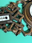 Antique Wood Carved Black Forest Thermometer Barometer