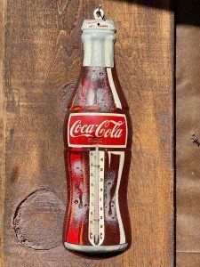 1960s Antique Coca Cola Tin Thermometer Sign