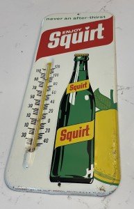 Vintage 1971 Enjoy Squirt Soda Thermometer Sign