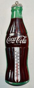 Coca Cola Bottle Tin Thermometer Sign