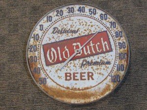 Old Dutch Beer Bubble Metal Thermometer with Eagle