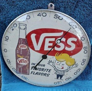 Vintage "Vess Soda" ~ PAM Advertising Thermometer(1950s-1960s?) - Works !!!