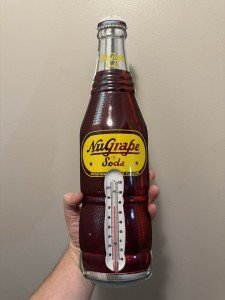 NUGRAPE Soda Thermometer Vintage Tin Sign