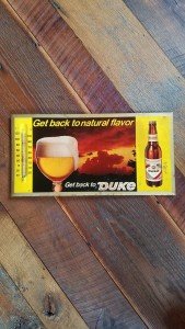 1967 Duke Beer Sign Thermometer with Easel Stand