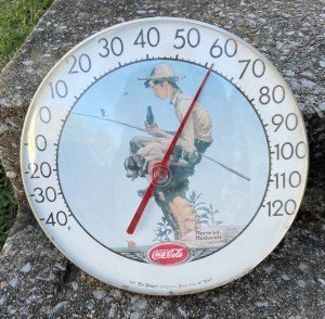 Coca Cola Fishing Boy Thermometer by Tru Temp
