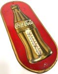 Coca-Cola Vintage Thermometer Sign - 16" Red & Gold