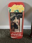 1980s Coca-Cola Enjoy Thermometer Metal Sign