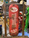 Red Double Cola Metal Thermometer Sign - Vintage 26"x8