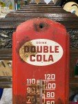 Red Double Cola Metal Thermometer Sign - Vintage 26"x8