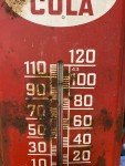 Red Double Cola Metal Thermometer Sign - Vintage 26"x8