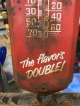 Red Double Cola Metal Thermometer Sign - Vintage 26"x8