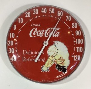 Coca-Cola Jumbo Dial Thermometer 12" Metal Sign