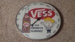 Rare Vintage Vess Soda Round Glass Thermometer