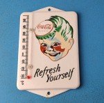 Vintage Coca-Cola Porcelain Soda Bottle Thermometer