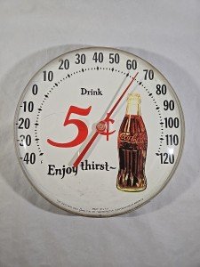 Coca Cola Vintage 12" Round Advertising Thermometer