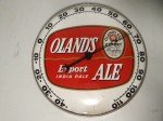 1950s Olands Pale Ale Beer Thermometer Sign