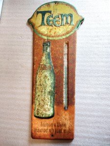 Teem Soda Pop Thermometer - Vintage Embossed Metal