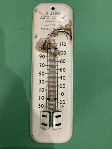 Gillespie Auto Chevy Bowtie Vintage Thermometer Sign