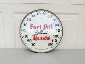 Fort Pitt Beer Vintage Round Advertising Thermometer