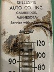 Gillespie Auto Chevy Bowtie Vintage Thermometer Sign