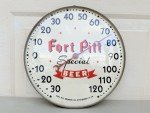 Fort Pitt Beer Vintage Round Advertising Thermometer