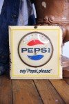 Vintage Pepsi Square Wall Thermometer Sign - 60s