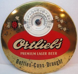 1950s ORTLIEB'S Beer Thermometer Sign - Philadelphia