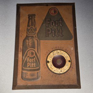 Fort Pitt Beer 1950s Embossed Advertising Thermometer